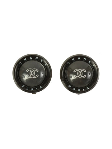 Top Quality Chanel 1998 Made Round Cc Mark Earrings Black