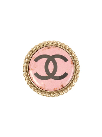 Top Quality Chanel 2008 Made Round Cc Mark Brooch Pink/Black