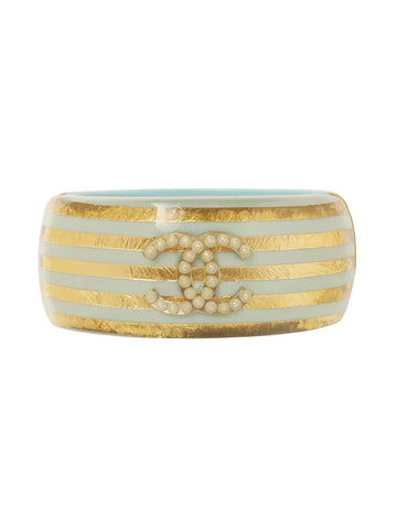 Top Quality Chanel 2013 Made Pearl Cc Mark Bangle Ice Blue
