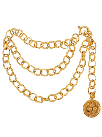 Top Quality Chanel 1994 Made Round Logo Dotted Cc Mark Charm Chain Belt Gold