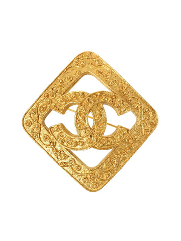 Top Quality Chanel 1994 Made Diamond Motif Dotted Cc Mark Brooch Gold