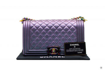 Top Quality Chanel A67086 Boy Rainbow  Iridescent Purple  Calfskin Medium Shoulder Bags