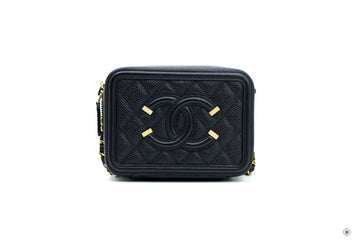 Top Quality Chanel A84452 Y06542 CC Filigree Vanity Clutch With Chain Black / 94305 Caviar Shoulder Bags Ghw