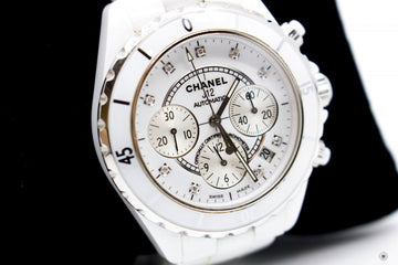 Top Quality Chanel H2009 J12 Chronograph Watch 41MM Diamond Indicators  White Stainless Steel Watches