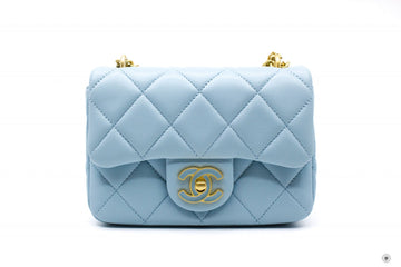 Top Quality Chanel AS3113B07634 Mini Flap Bag With Enamel And Gold Tone Metal  Baby Blue / NG752 Calfskin Shoulder Bags Gbhw
