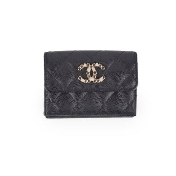 Top Quality Chanel Caviar Black Flap Wallet