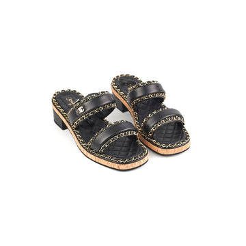 Top Quality Chanel Black CC Sandals Size 41
