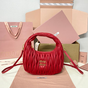 WANDER SMALL HOBO BAG 20 IN RED CALFSKIN Luxe Carry Bags