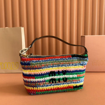 CROCHET TOTE BAG 25 IN MULTICOLORED WOVEN RAFFIA Luxe Carry
