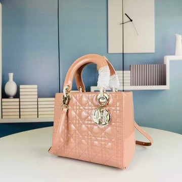 LADY BAG 24 BEIGE PATENT CALFSKIN GOLD HARDWARE Luxe Carry