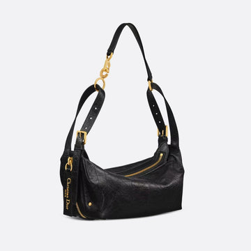 CD SHOULDER BAG 25 IN BLACK CALFSKIN GOLD HARDWARE TP2 Luxe Carry