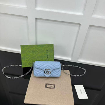 GG MARMONT 16 MINI SHOULDER BAG BLUE CALFSKIN by Luxe Carry