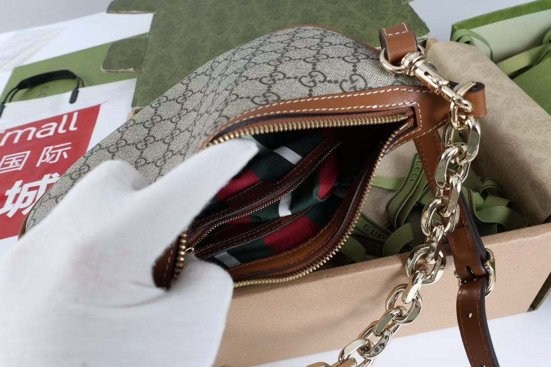 GG SHOULDER BAG 25 IN DARK BEIGE MONOGRAM CANVAS MIX CALFSKIN Luxe Carry