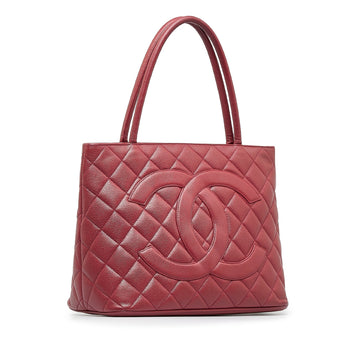 Red Top Quality Chanel Caviar Medallion Tote