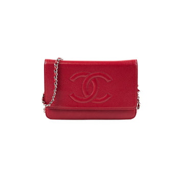 Top Quality Chanel Wallet on Chain Caviar Red