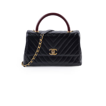 Top Quality Chanel Medium Chevron Coco Handle Black
