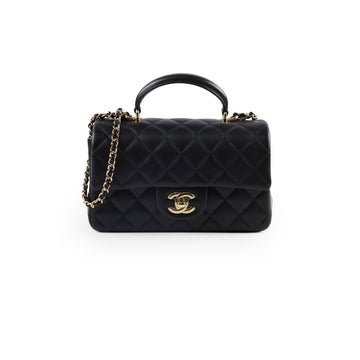 Top Quality Chanel Mini Rectangular with Top Handle Black Microchipped