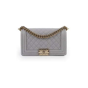 Top Quality Chanel Boy Bag Old Medium Grey Caviar