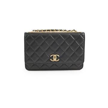 Top Quality Chanel Trendy Wallet on Chain Black Lambskin (microchip)