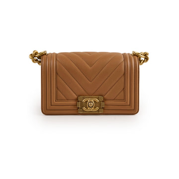 Top Quality Chanel Small Chevron Boy Dark Beige 28 Series