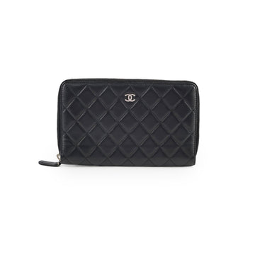 Top Quality Chanel Long Wallet Black Lambskin