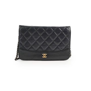 Top Quality Chanel Calfskin Wallet on Chain WOC Black