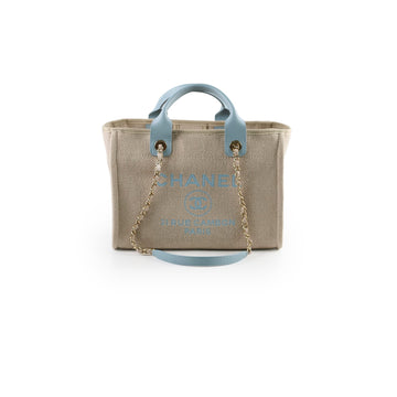 Top Quality Chanel Deauville Small Beige/Blue Microchip