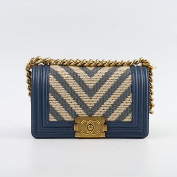 Top Quality Chanel Boy Small Blue / Woven