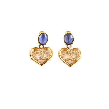 Top Quality Chanel CC Crystal Heart Drop Earrings