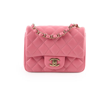 Top Quality Chanel Mini Square Bag Lambskin Pink