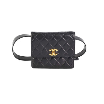 Top Quality Chanel   Square Mini Black Lambskin Belt Bag Size 70