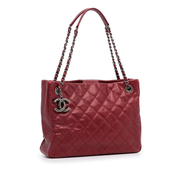 Red Top Quality Chanel Small Caviar City Shopper Tote Bag