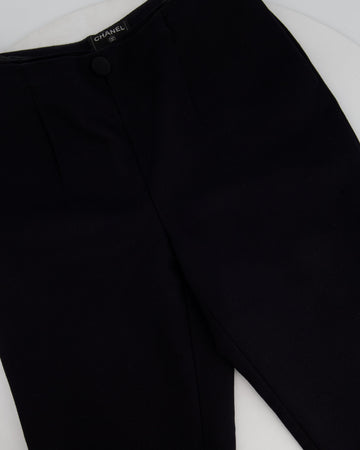 Top Quality Chanel Navy Pleated Button Down Wool Trouser FR 40 (UK 12)