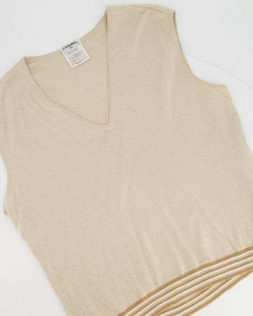 Top Quality Chanel Beige Sleeveless V-neck Top Size FR 42 (UK 14)