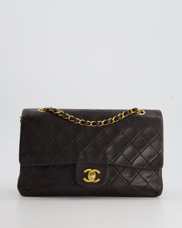 Top Quality Chanel   Espresso Classic Medium Double Flap in Lambskin with 24K Gold Hardware