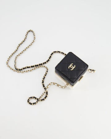 Top Quality Chanel Black and White Micro Box Square Bag with Gold Hardware