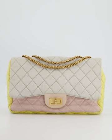 *SUPER FIRE PRICE* Top Quality Chanel Large Jersey Reissue Pastel Yellow, Grey and Pink with Antique Gold Hardware
