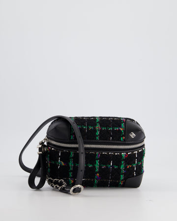 Top Quality Chanel Black, Green Multi-Colour Tweed Bum Bag with Silver Hardware