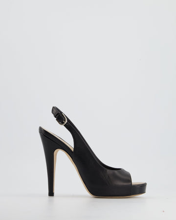 *FIRE PRICE* Top Quality Chanel Black Open-Tie Sling Back with CC Stitched Logo Size EU 35.5