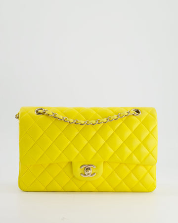 Top Quality Chanel Canary Yellow Medium Classic Double Flap Bag in Lambskin Leather with Gold Hardware