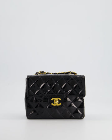 *RARE* Top Quality Chanel   Black Mini Square Flap Bag in Patent Leather with 24k Gold Hardware