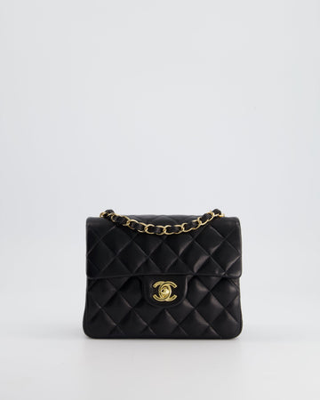 Top Quality Chanel   Black Mini Square Bag in Lambskin Leather with 24k Gold Hardware