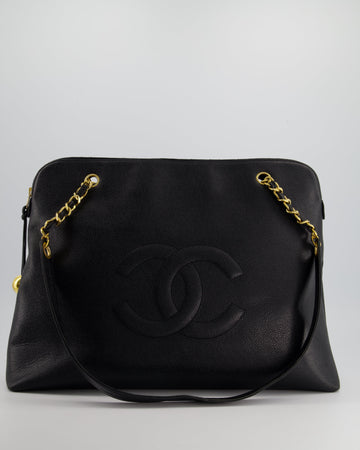 *HOT* Top Quality Chanel Black   XL Coco Mark Shoulder Bag in Caviar Leather with 24K Gold Hardware