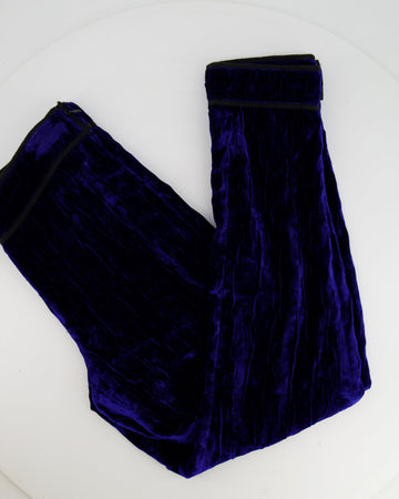 Top Quality Chanel 12A Electric Blue Velvet Straight-Leg Trousers Size FR 38 (UK 10) RRP ¬£1,550