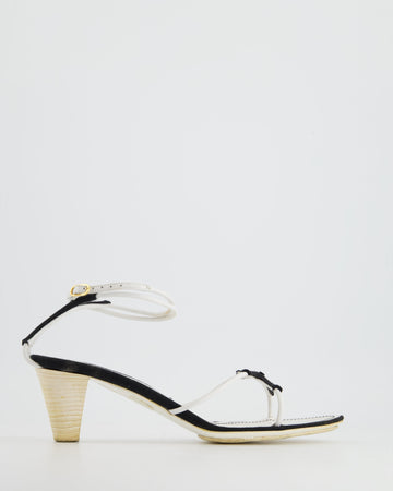 Top Quality Chanel   Black & White Strappy Kitten Heels Size EU 40