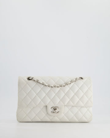 Top Quality Chanel White Medium Classic Double Flap in Caviar Leather with Silver Hardware RRP ¬£8,890