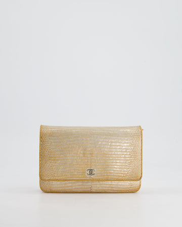 Top Quality Chanel Metallic Gold Ombre Lizard Wallet on Chain Bag with Gun Metal Hardware