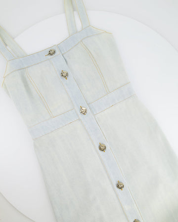 Top Quality Chanel 18C Light Blue Denim Mini Dress with Button Detail Size FR 38 (UK 10) RRP ¬£2,200