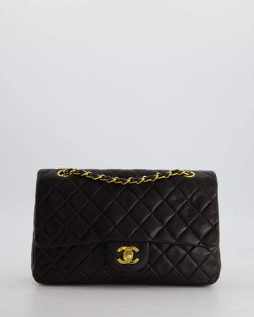 Top Quality Chanel Black Medium   Double Flap Bag In Lambskin Leather with 24K Gold Hardware