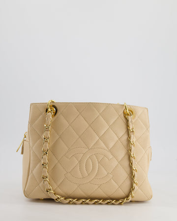*RARE* Top Quality Chanel   Mini Beige GST Shopper Tote Bag in Caviar Leather with Gold Hardware